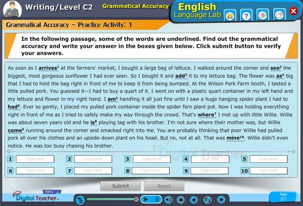 Grammatical accuracy practice activity examples